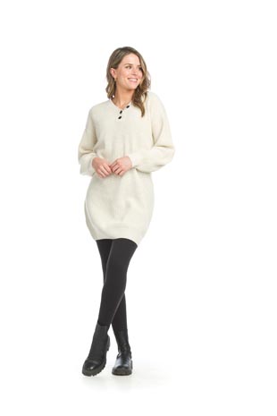 SD-15408 - Knit Henley Sweater Dress  - Colors: Cream, Taupe - Available Sizes:XS-XXL - Catalog Page:34 